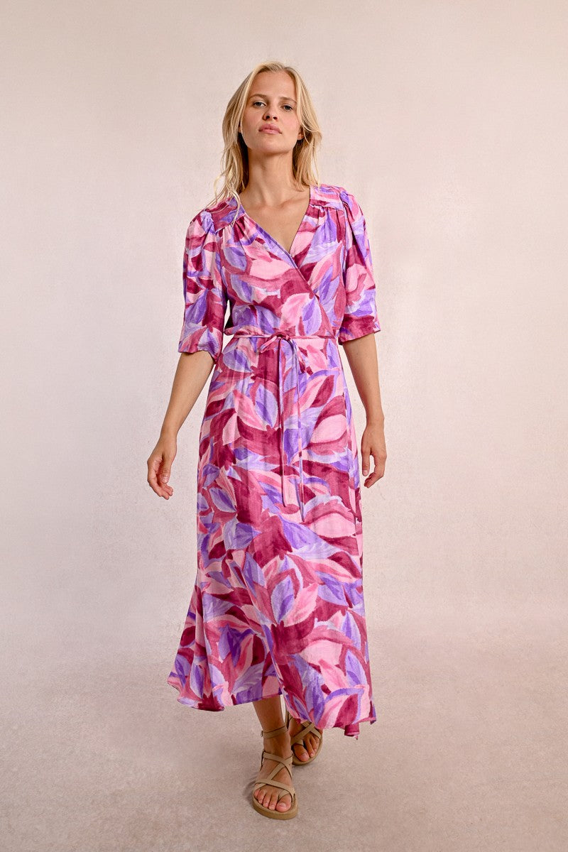 Molly Bracken LA1666DE Pink Floral Wrap Dress