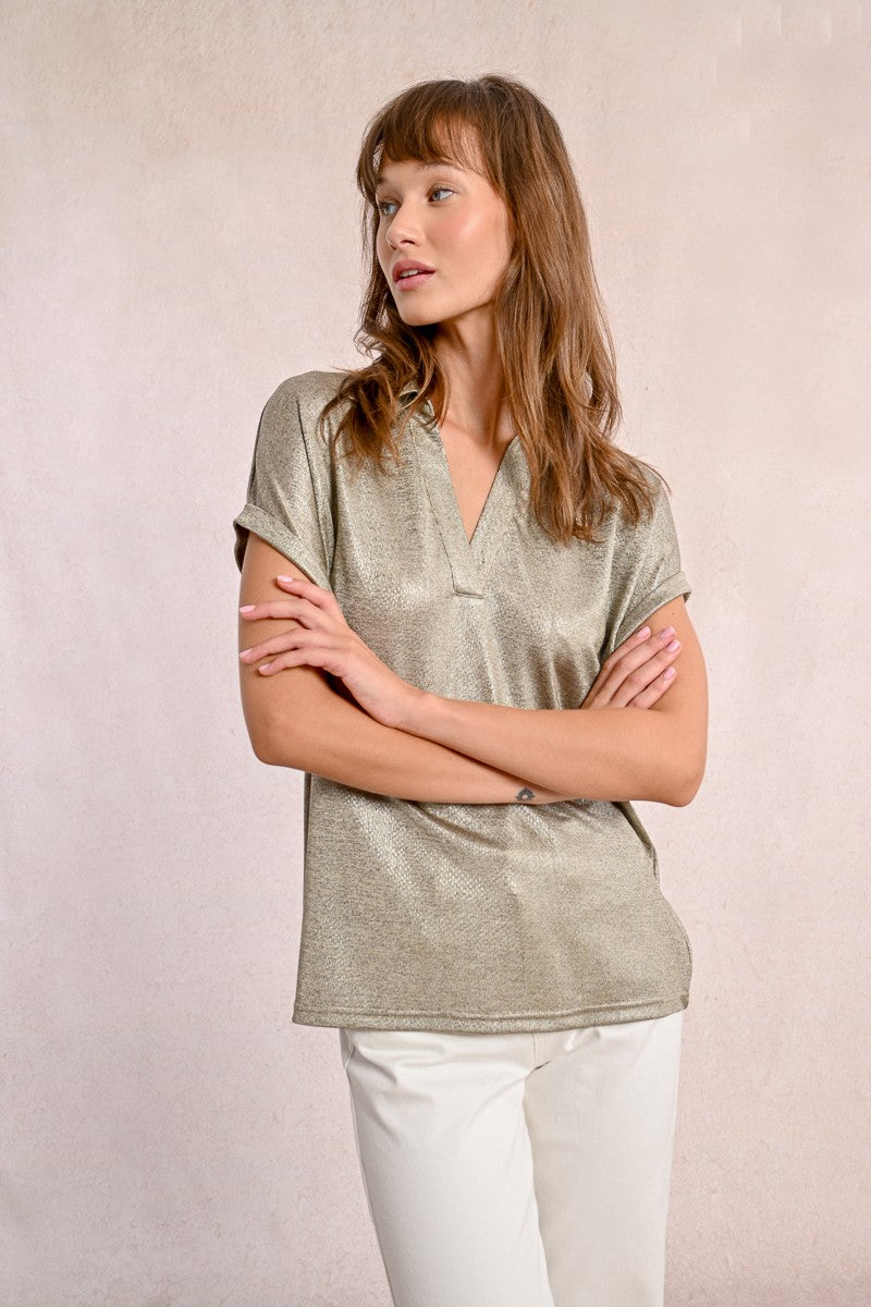 Molly Bracken P1811DE Beige Shimmer Top