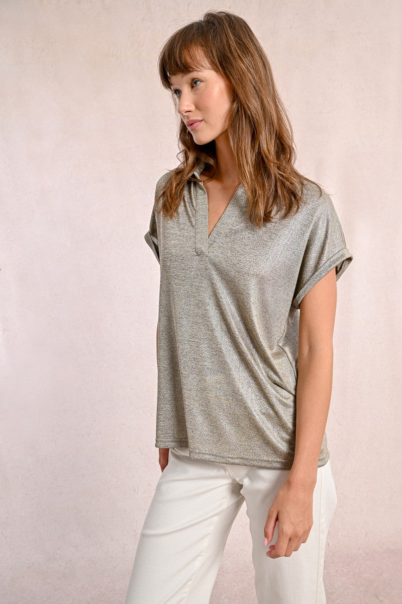 Molly Bracken P1811DE Beige Shimmer Top