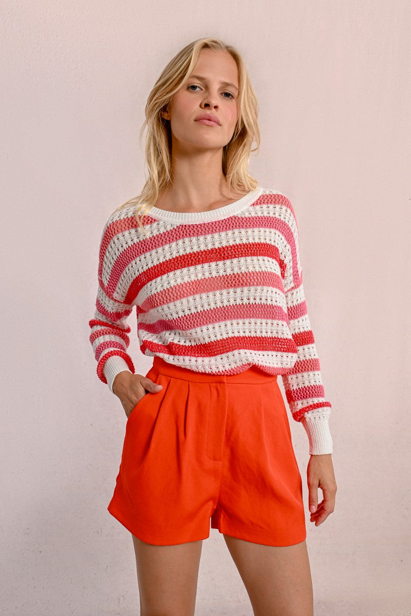 Molly Bracken LA1271DP Coral Stripe Knit