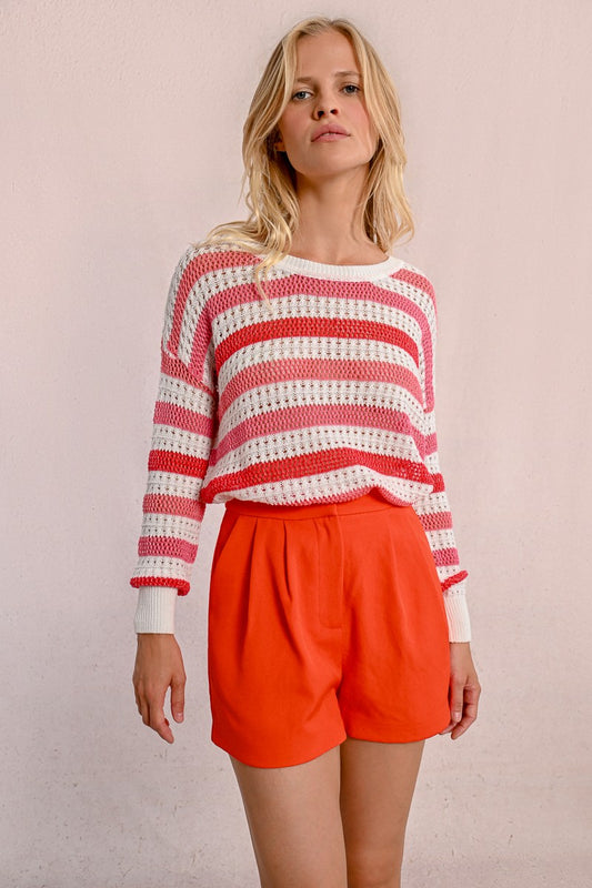 Molly Bracken LA1271DP Coral Stripe Knit