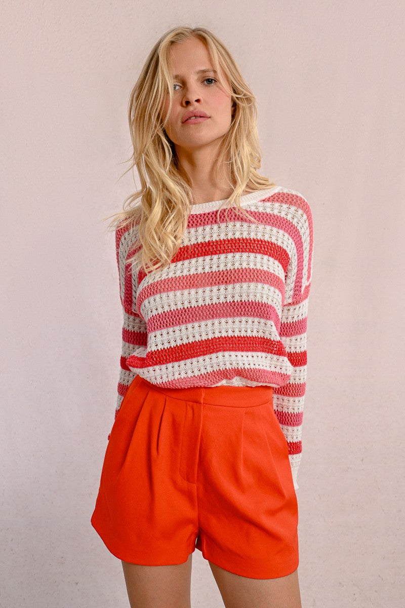 Molly Bracken LA1271DP Coral Stripe Knit