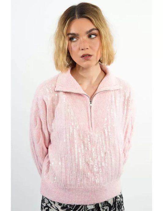 Molly Bracken ML09DH Pink Sequin Sweater