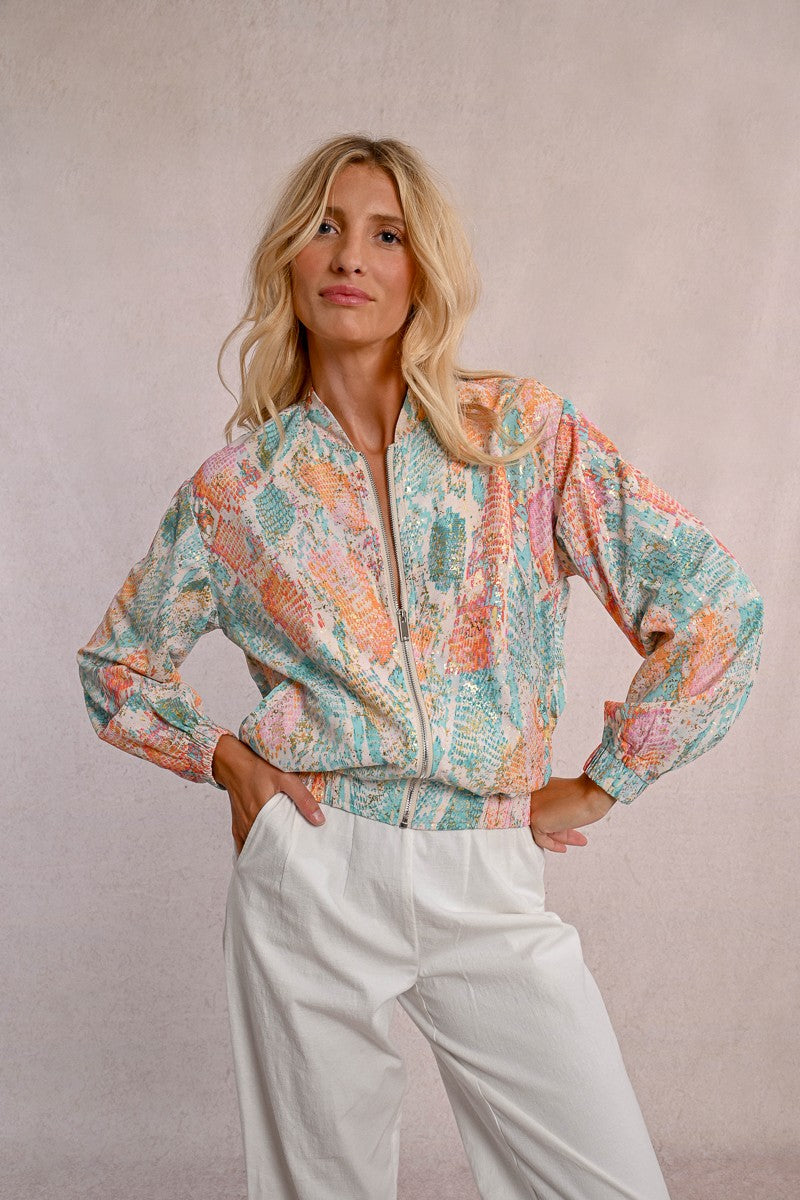 Molly Bracken LA1674DE Turquoise Bomber Jacket