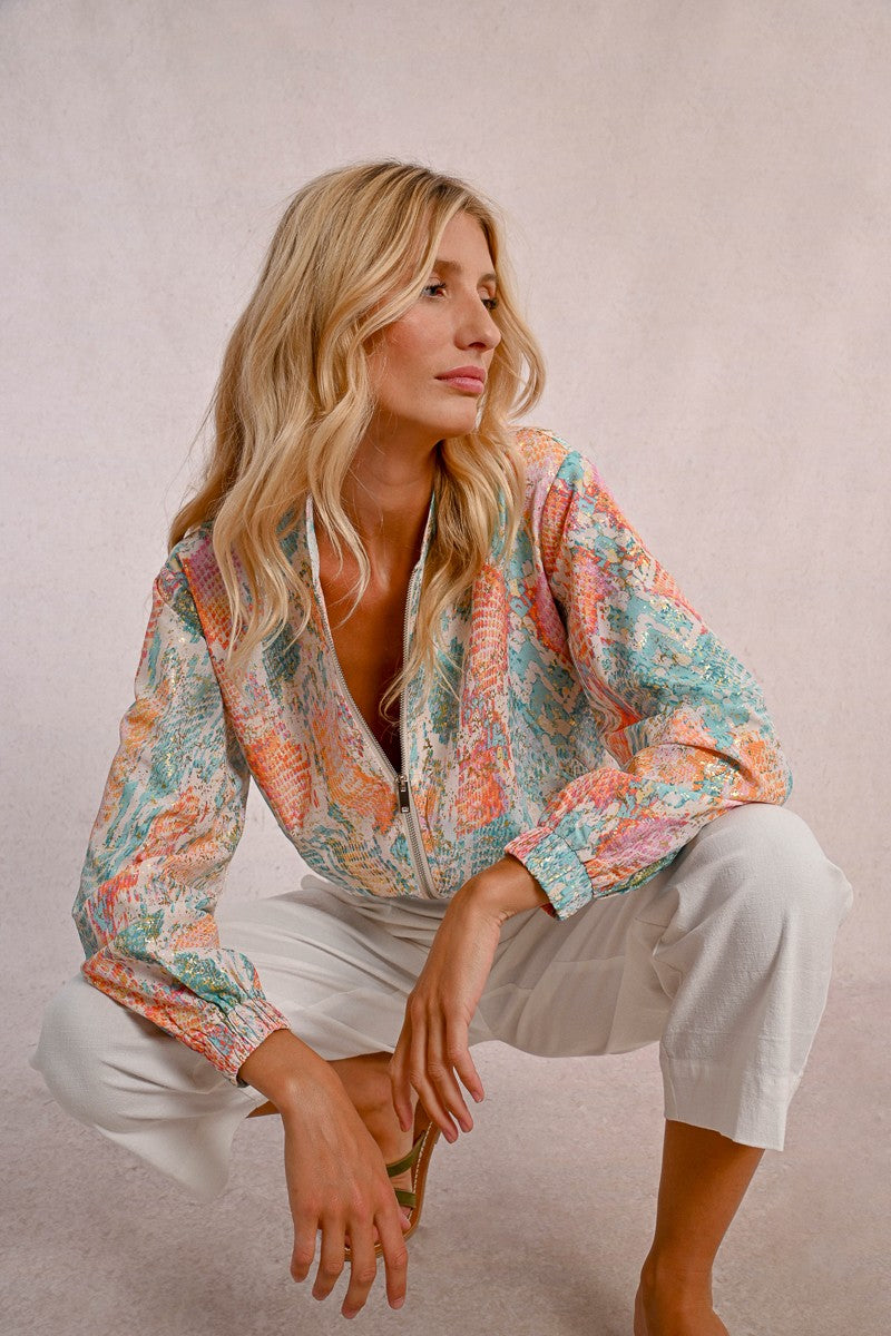 Molly Bracken LA1674DE Turquoise Bomber Jacket
