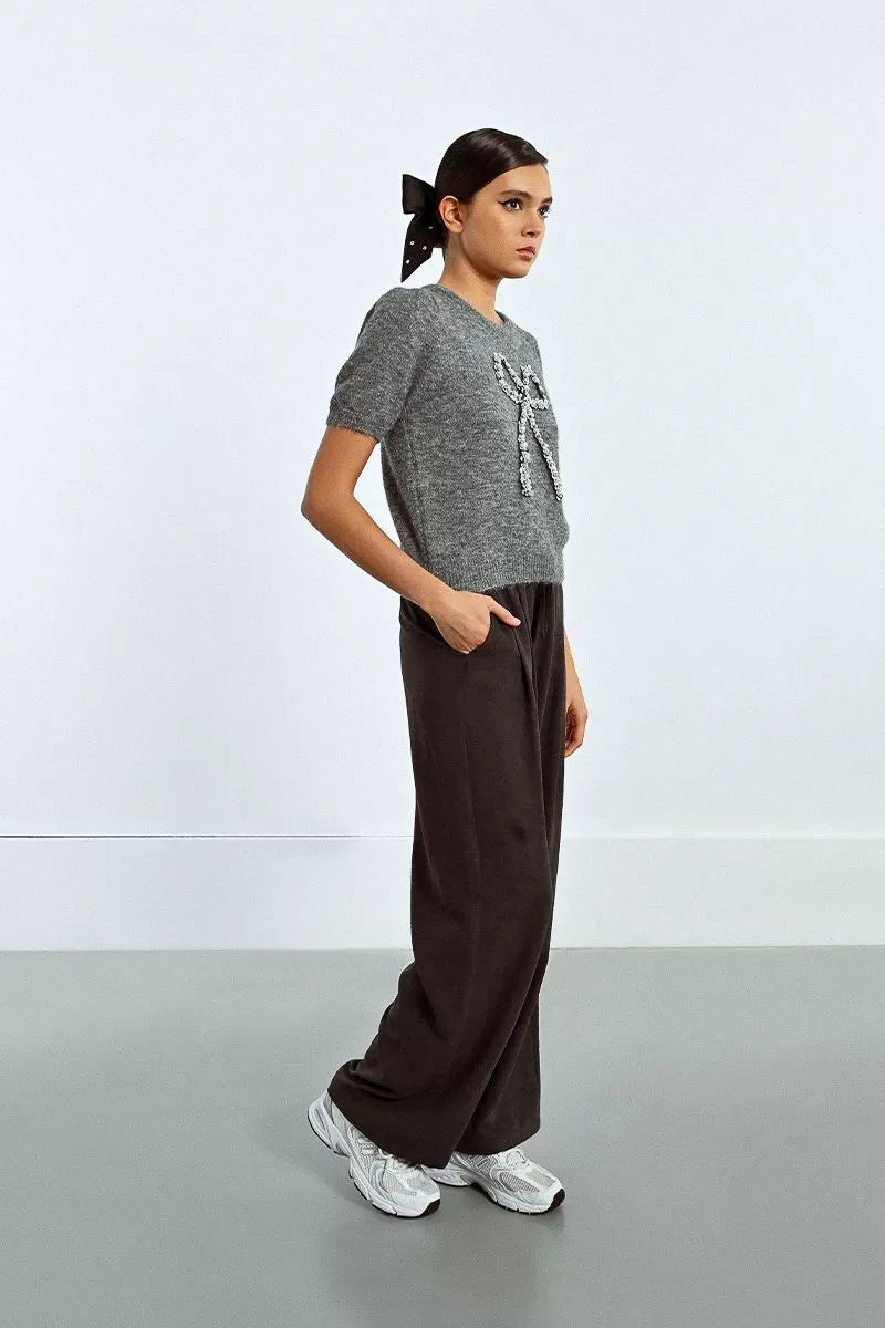 Molly Bracken LALF165DN Grey Bow Knit