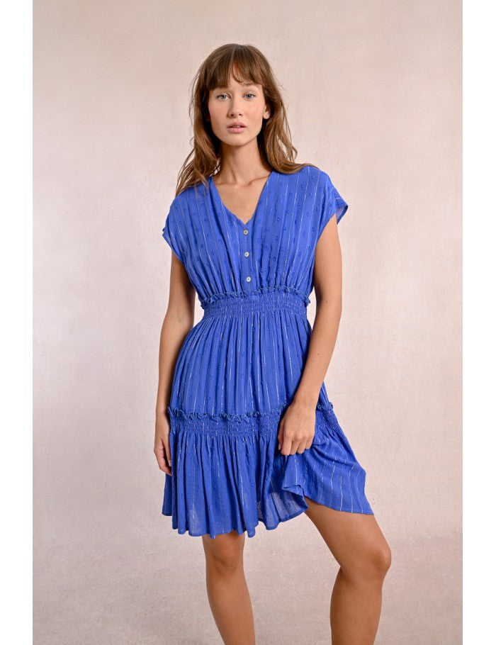Molly Bracken G925DE Blue Stripe Mini Dress