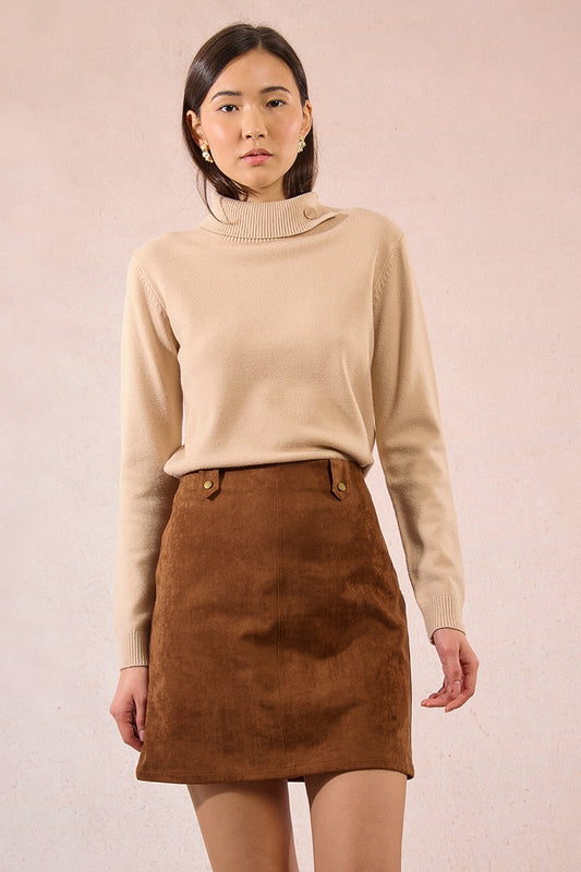Molly Bracken T2136DH Brown Suede Skirt