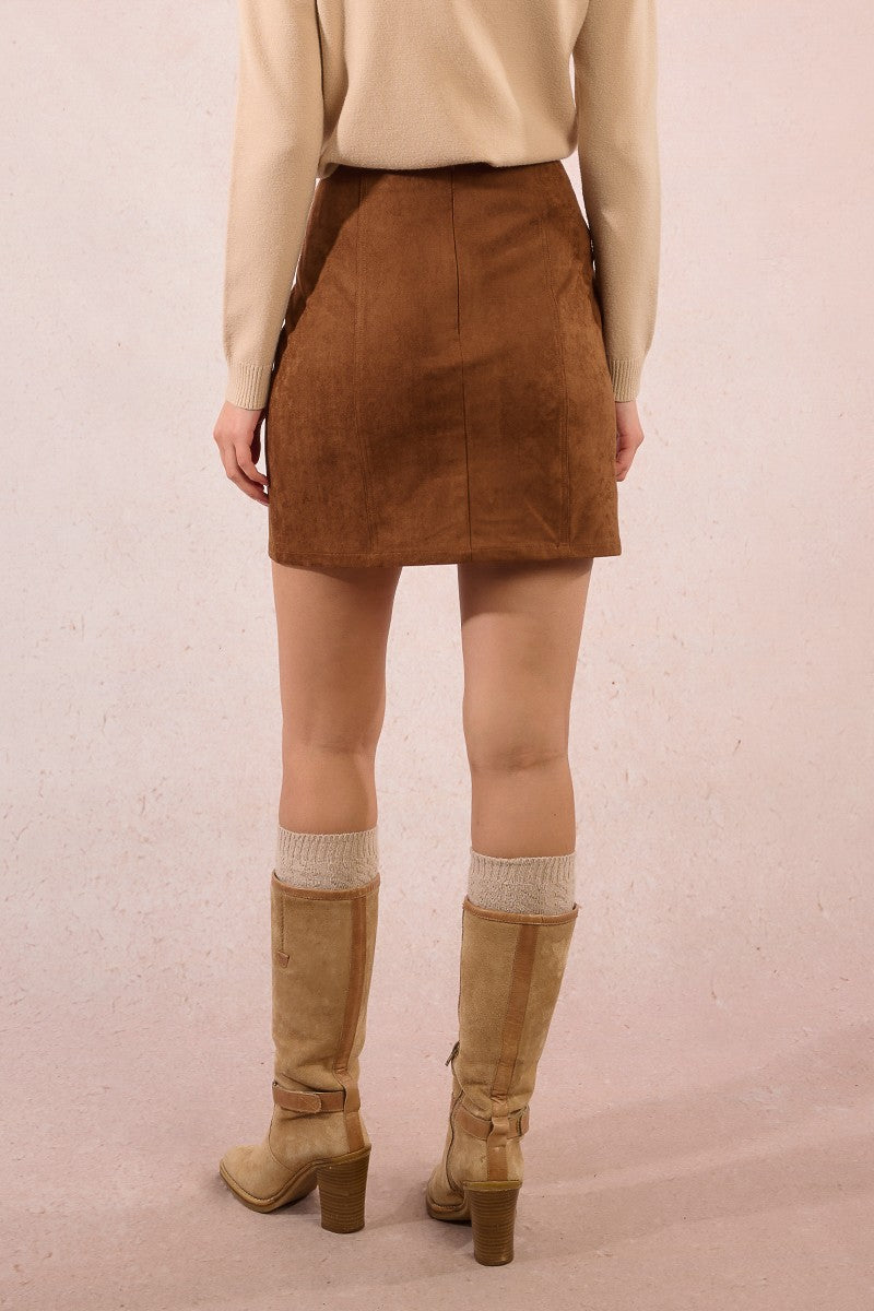 Molly Bracken T2136DH Brown Suede Skirt