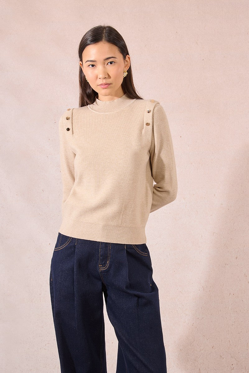 Molly Bracken T2113DN Beige Gold Detail Knit