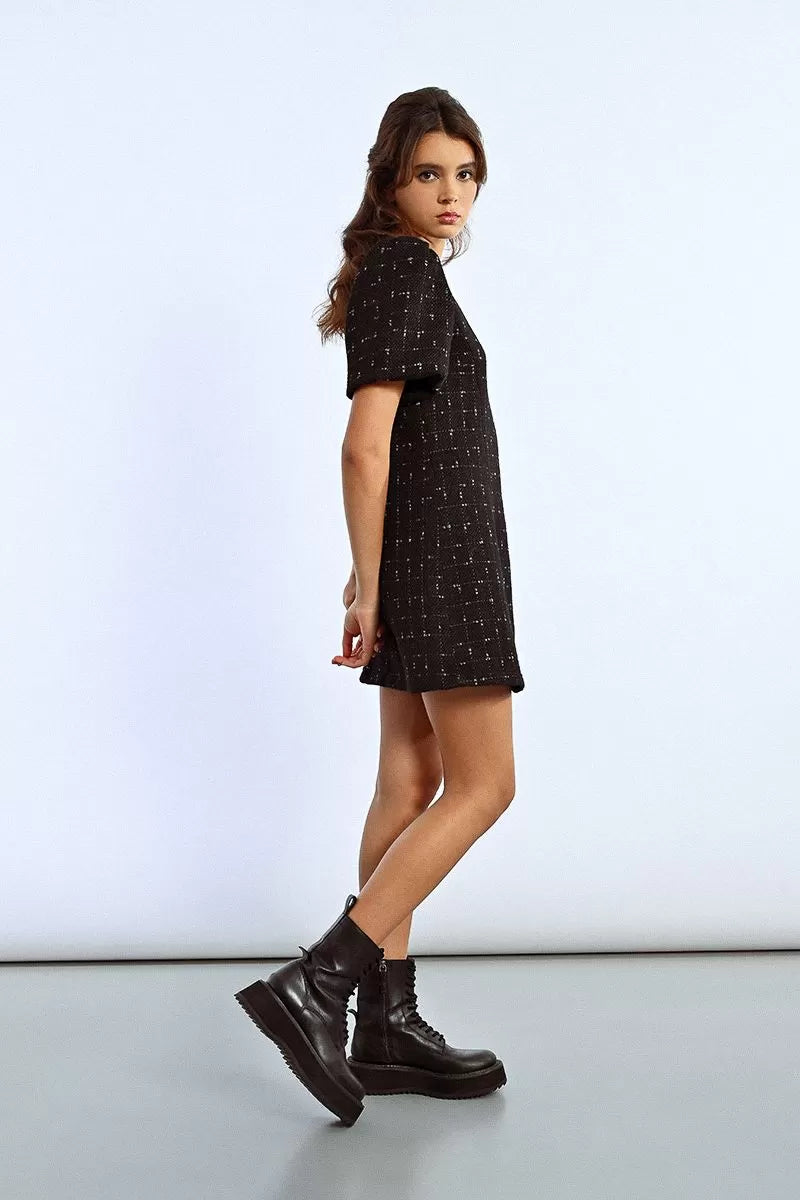 Molly Bracken TL444DH Black Puff Sleeve Dress