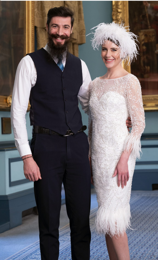 Gill Harvey Pearl Swarovski Feather Dress 8032