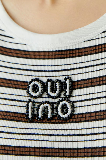 Oui Vest Top Brown Stripe 96535