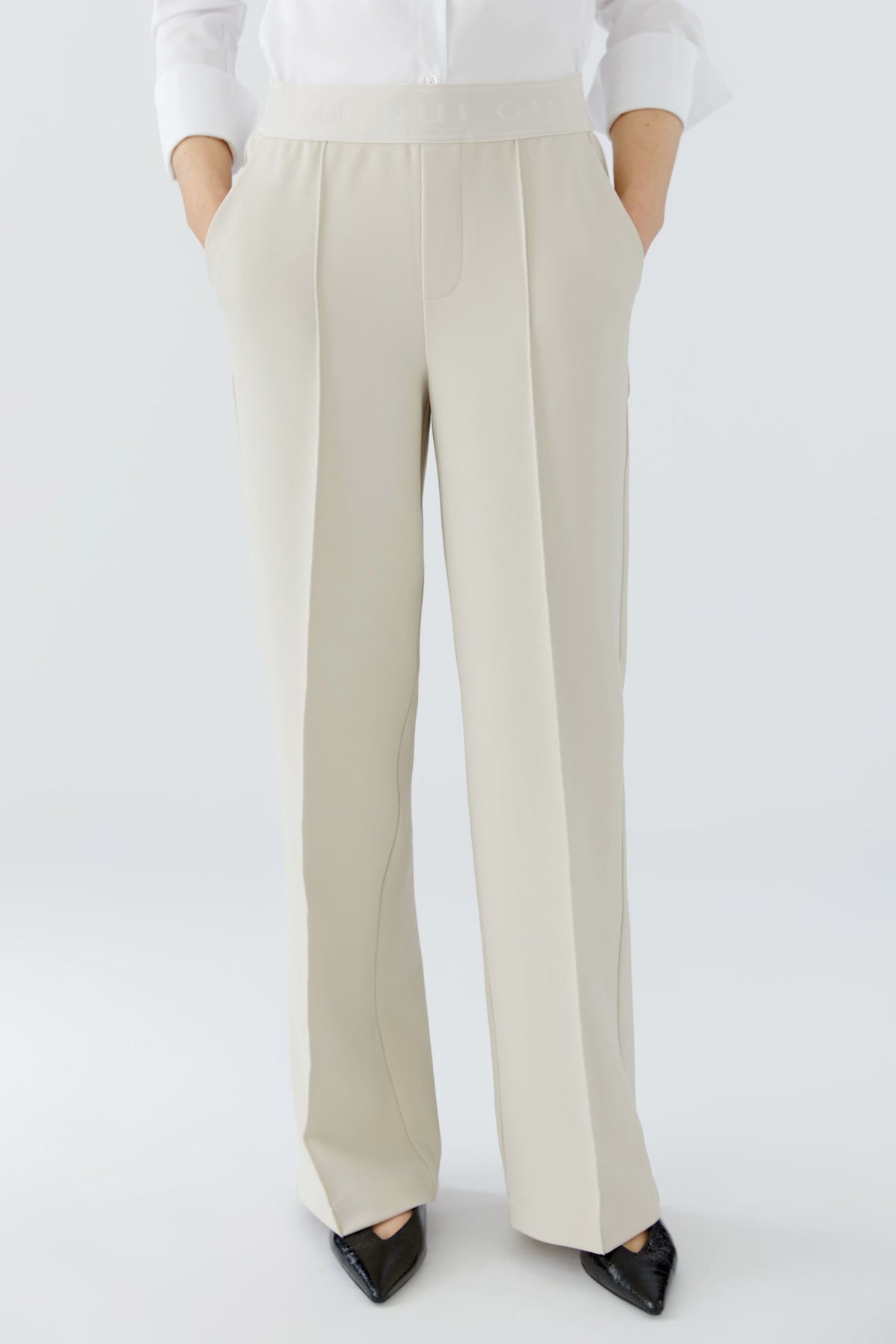 Oui 96566 Off White Lacy Trousers