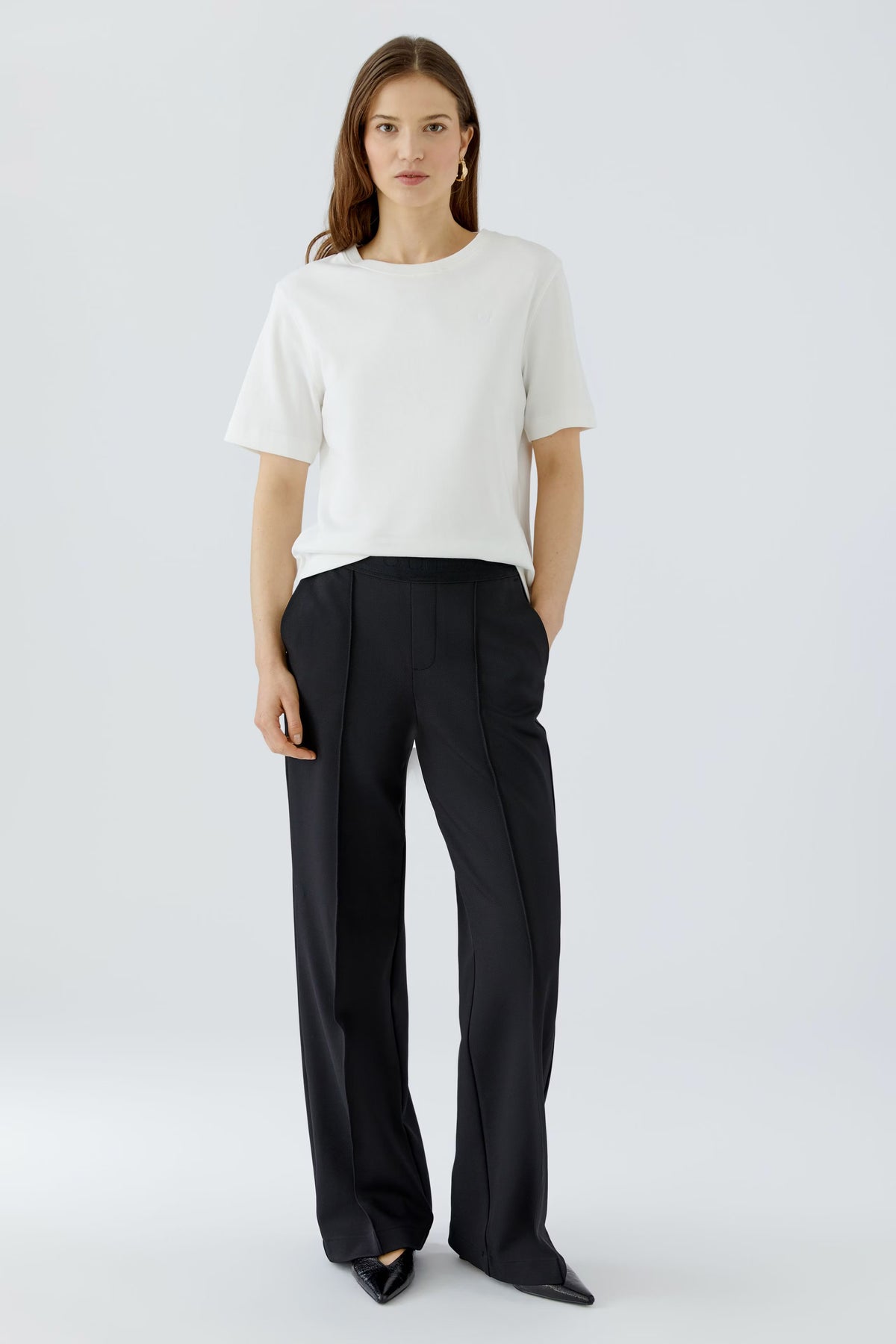 Oui 96566 Black Lacy Trousers