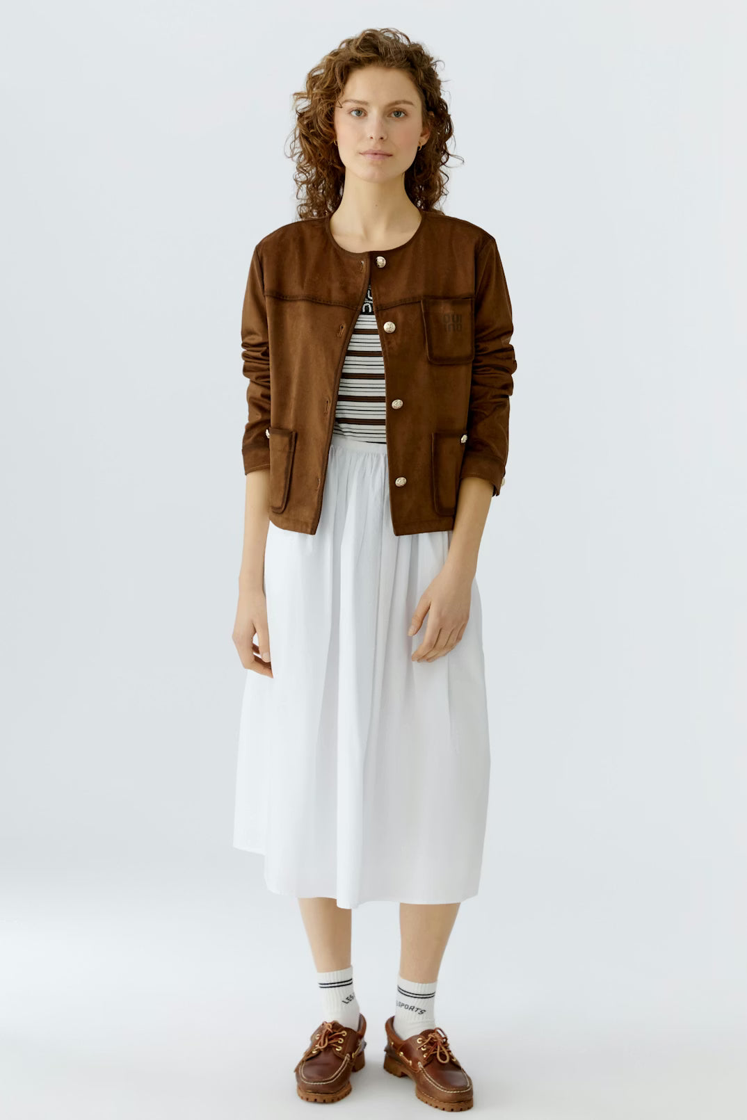 Oui Suede Brown Jacket 96600