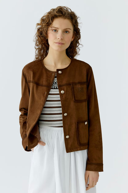 Oui Suede Brown Jacket 96600