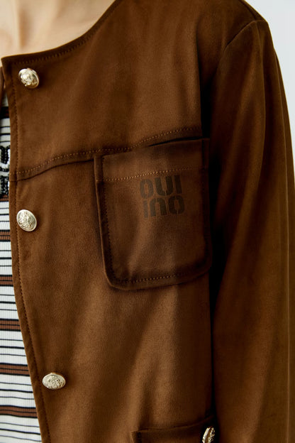 Oui Suede Brown Jacket 96600