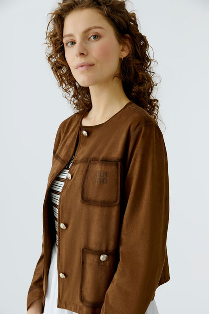 Oui Suede Brown Jacket 96600