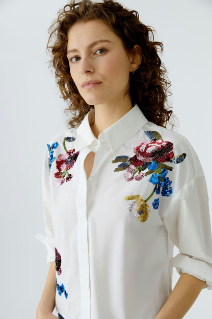 Oui White Shirt Applique 96723