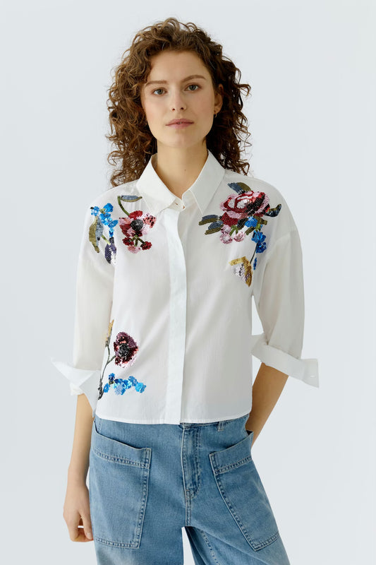 Oui White Shirt Applique 96723