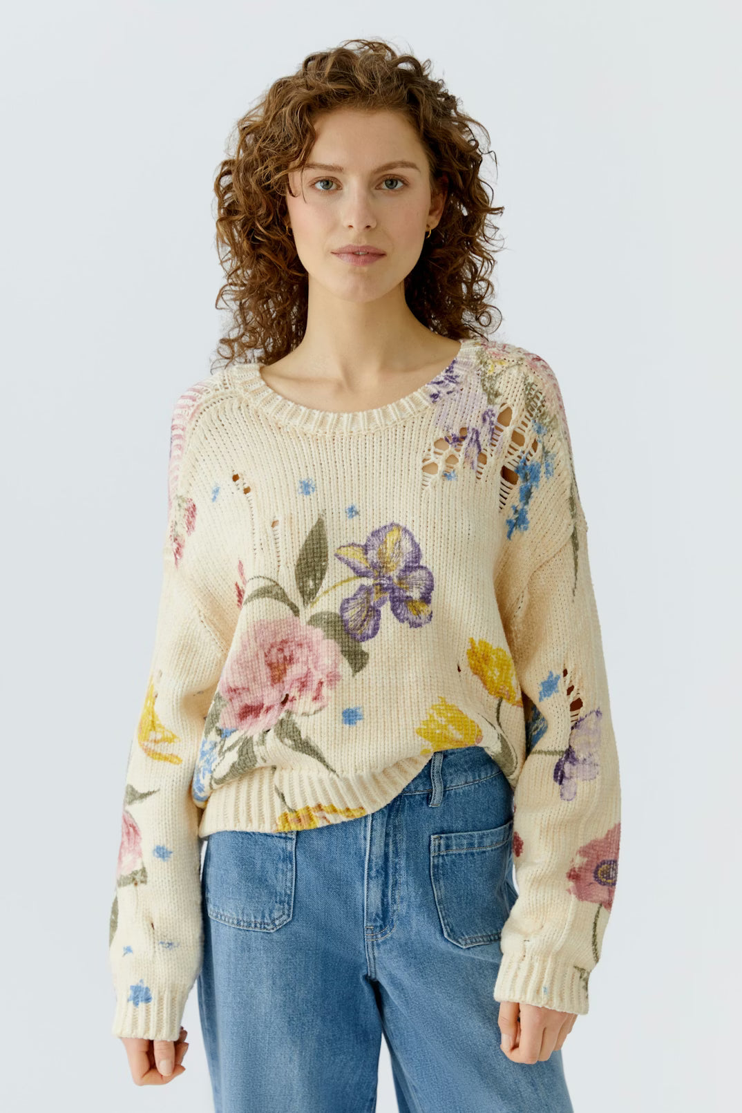 Oui Jumper Floral Multi 96776