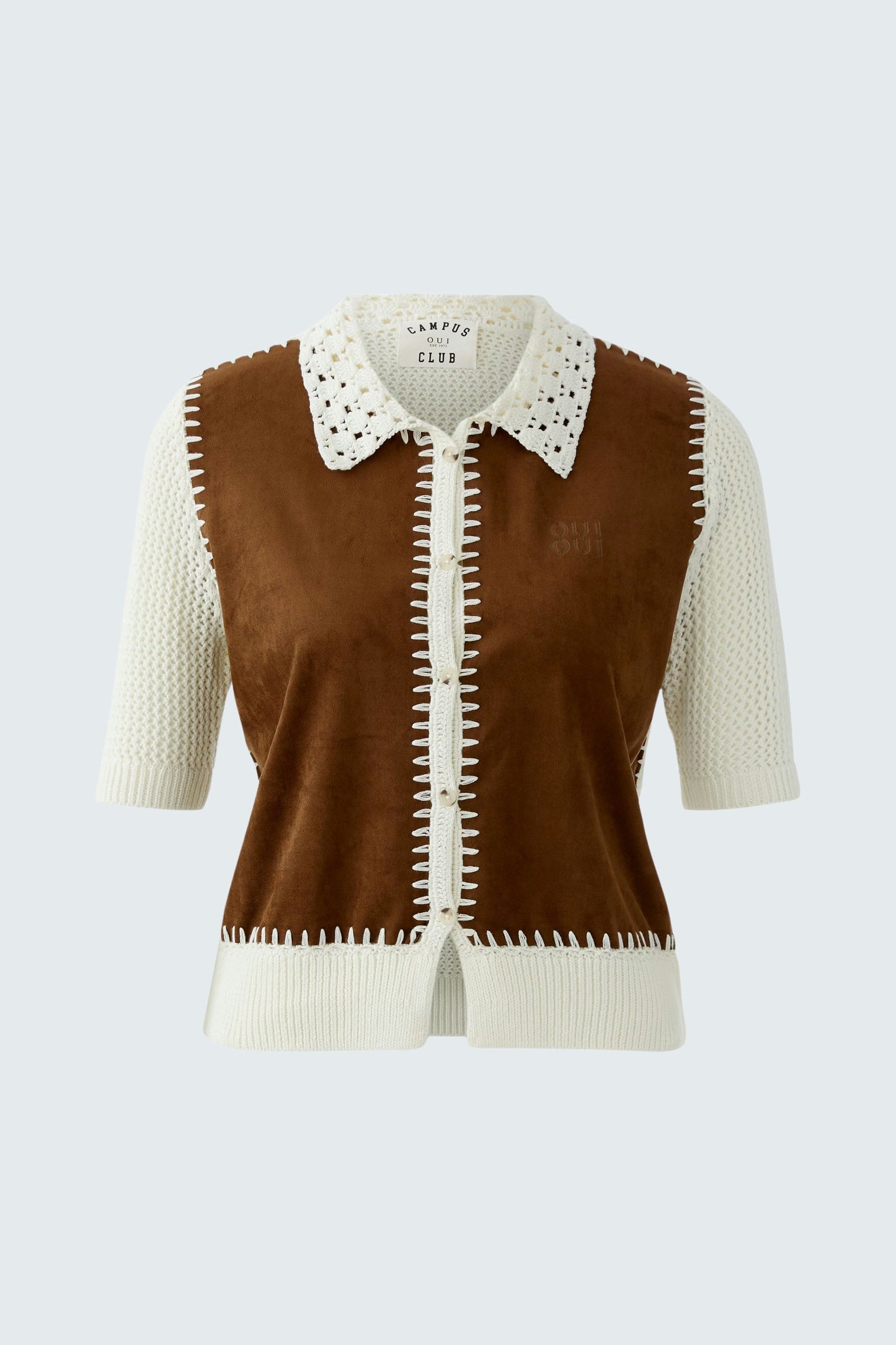 Oui Cardigan Suede Brown 97159