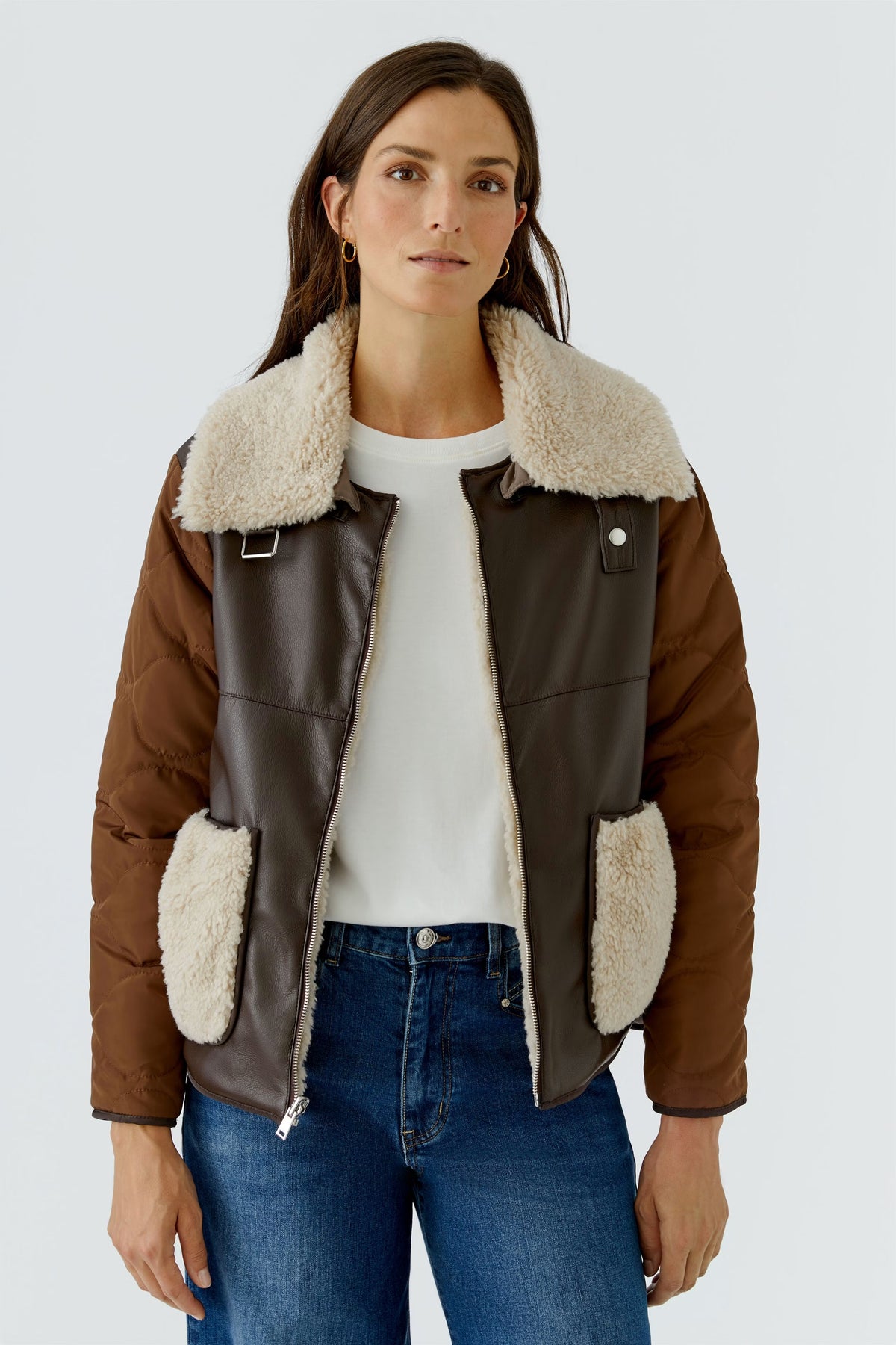 Oui 99075 Light Brown Stone Reversible Jacket