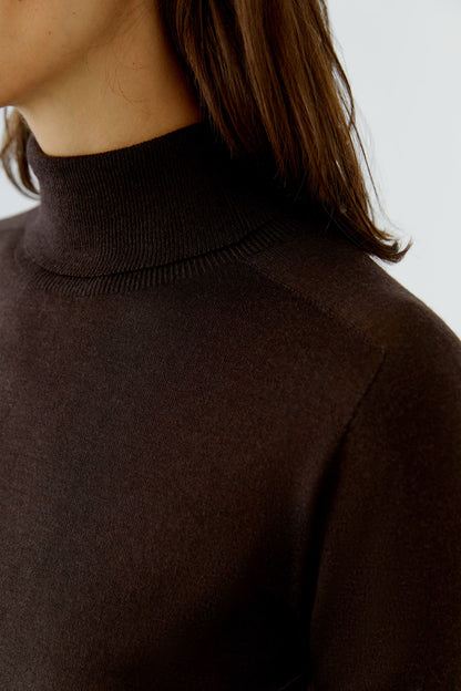 Oui 0099813 Chocolate Turtleneck Pullover