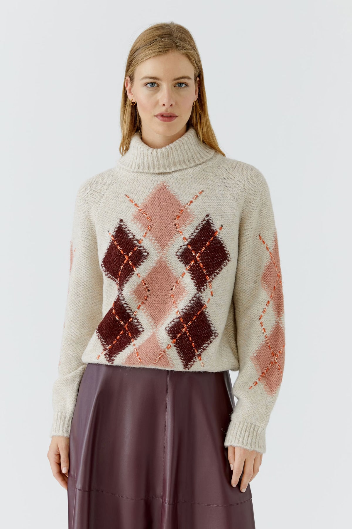 Oui 0099850 Stone Red Knitted Jumper