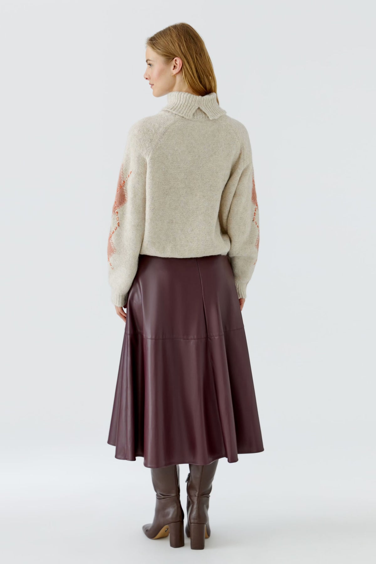 Oui 0099850 Stone Red Knitted Jumper