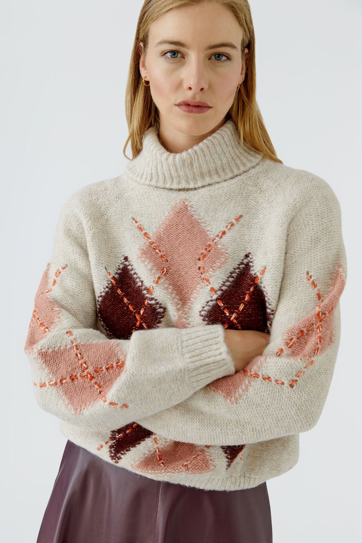 Oui 0099850 Stone Red Knitted Jumper