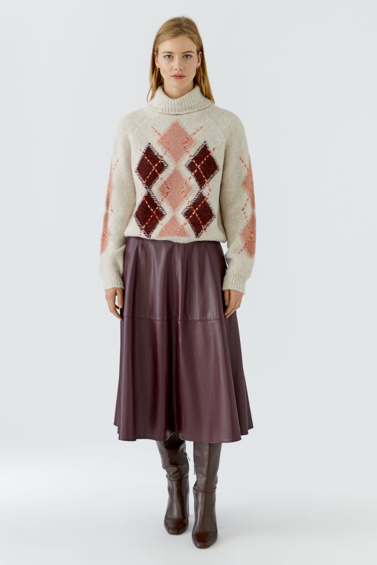 Oui 0099850 Stone Red Knitted Jumper