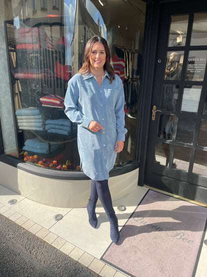 Garcia Faded Denim Corduroy Shirt Dress