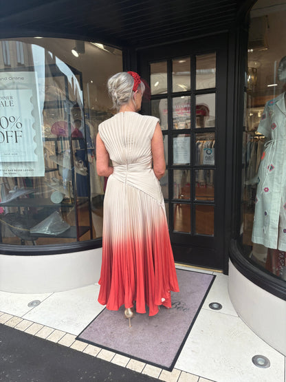 Maisonel ME3216B Latte/Terracotta Printed Plisse Dress