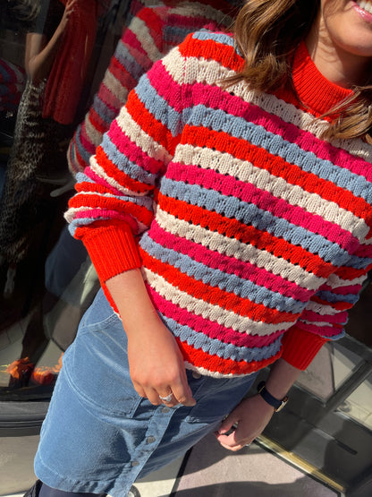 Garcia Scarlet Flame Striped Knit Sweater