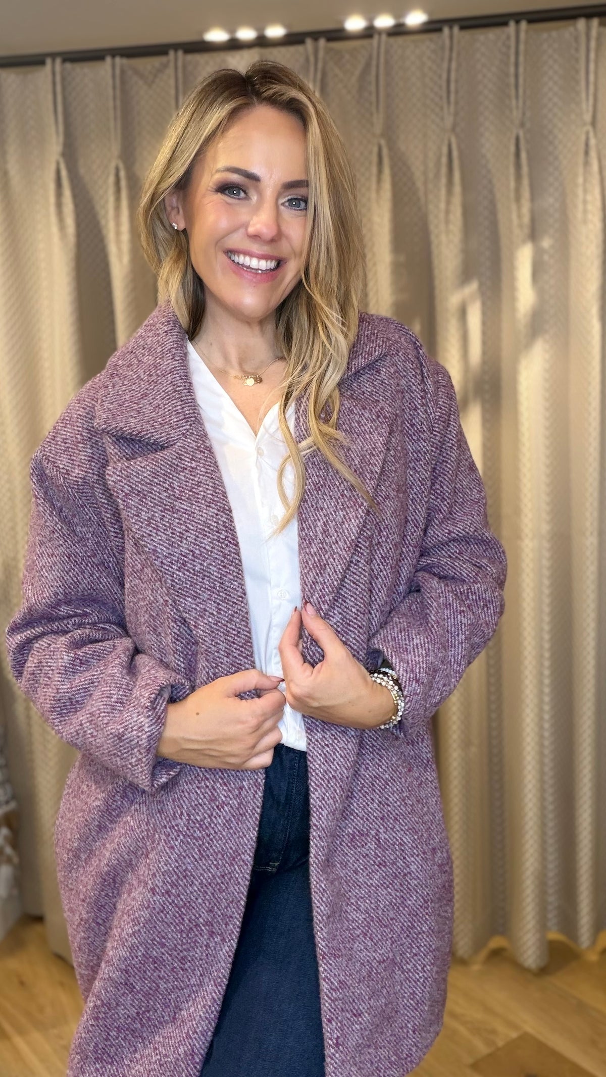 Molly Bracken P1723EH Mauve Oversized Coat
