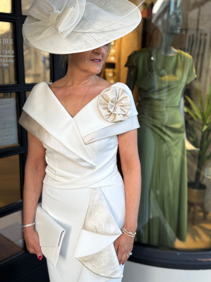 Anoola D454 Ivory and Gold Shimmer Dress