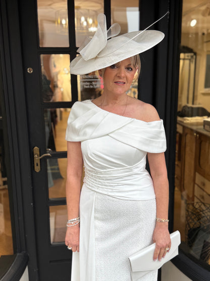 John Charles 29346B Ivory A Line Midi Dress