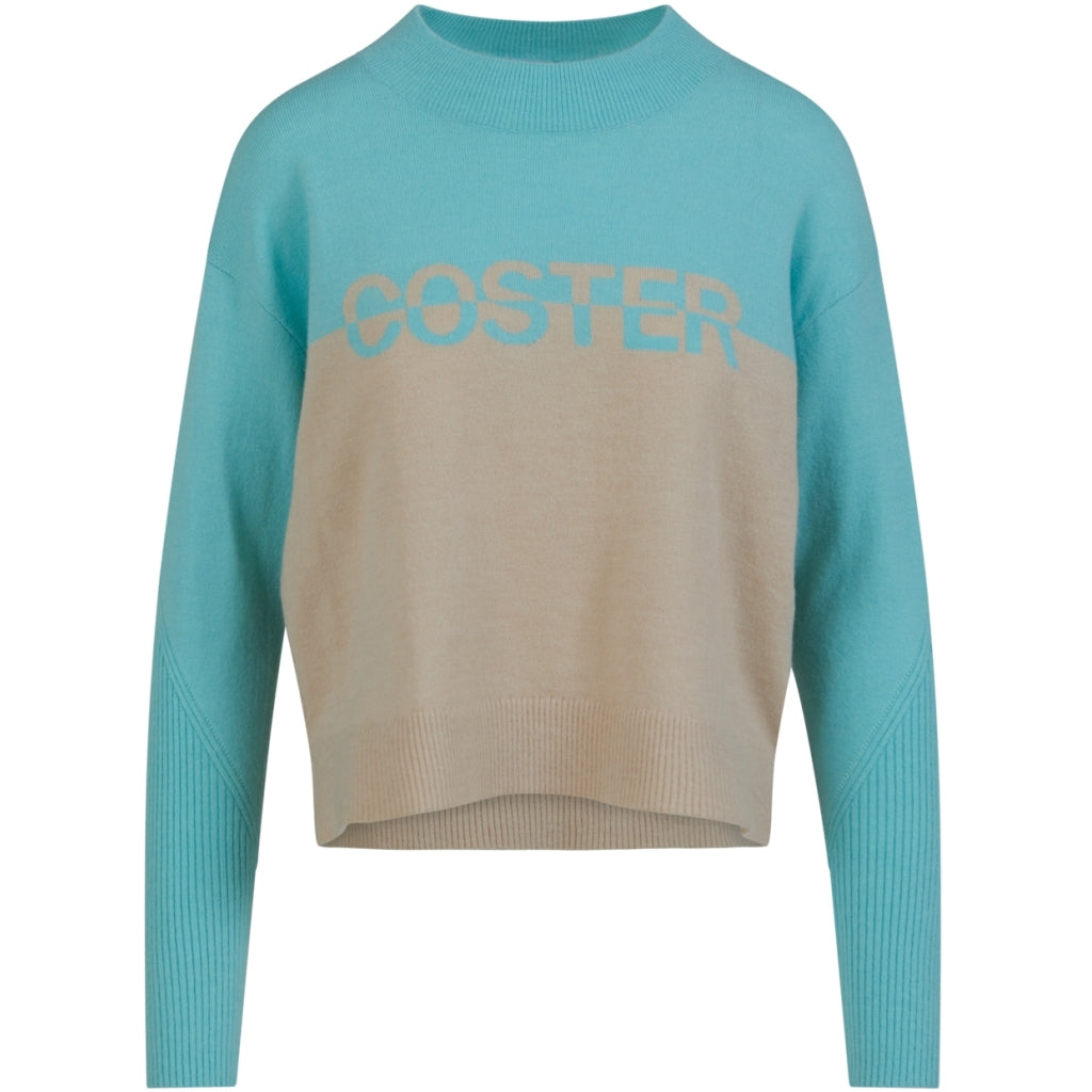Coster Aqua and Cream Logo Knit