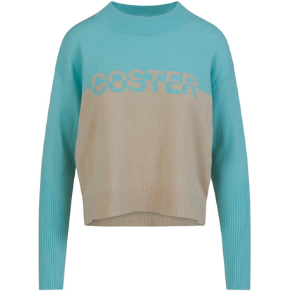 Coster Aqua and Cream Logo Knit