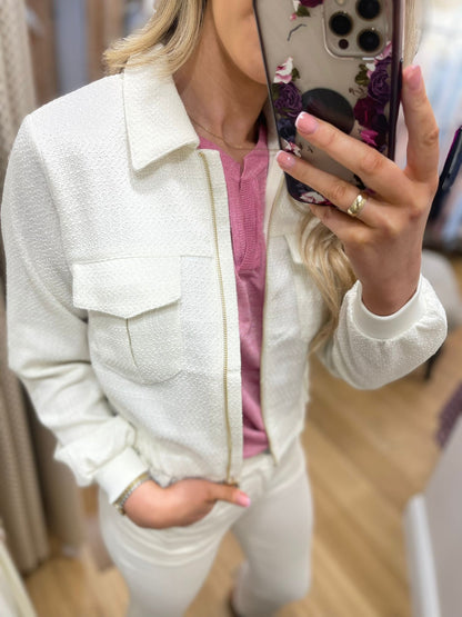 Coster Off White Short Jacket With Pockets