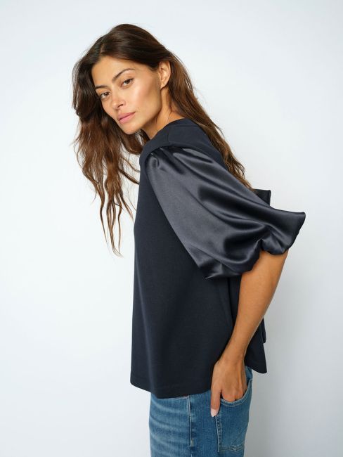 Mos Mosh Duba Navy Satin Sweatshirt