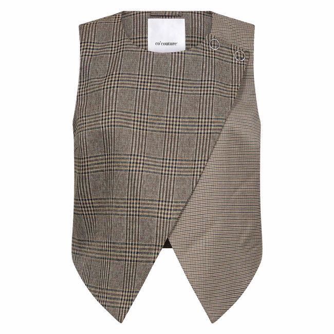 Co' Couture Veya  Brown Check Wrap Waistcoat