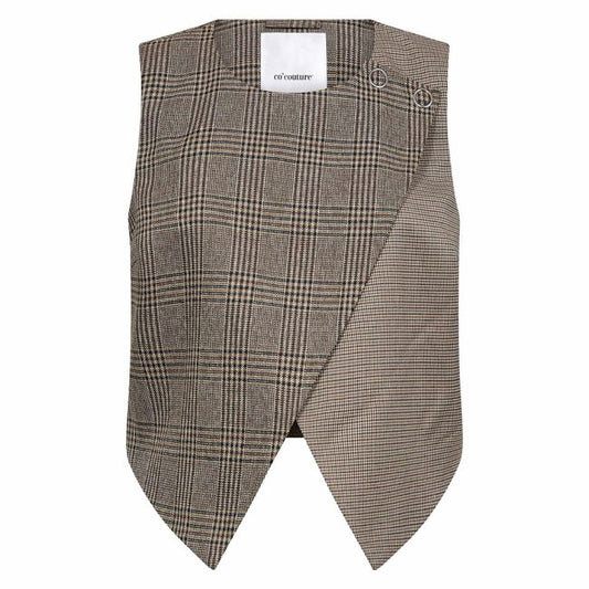 Co' Couture Veya  Brown Check Wrap Waistcoat