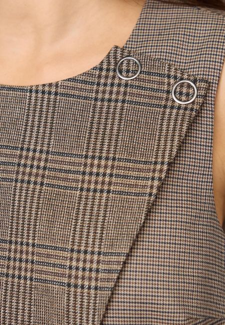 Co' Couture Veya  Brown Check Wrap Waistcoat