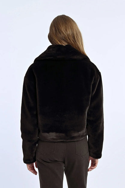 Molly Bracken Black Faux Fur Jacket