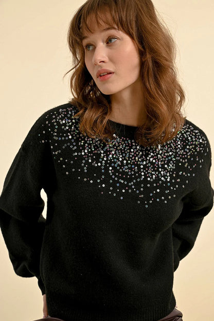 Molly Bracken Black Sequin Sweater