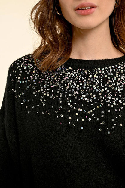 Molly Bracken Black Sequin Sweater