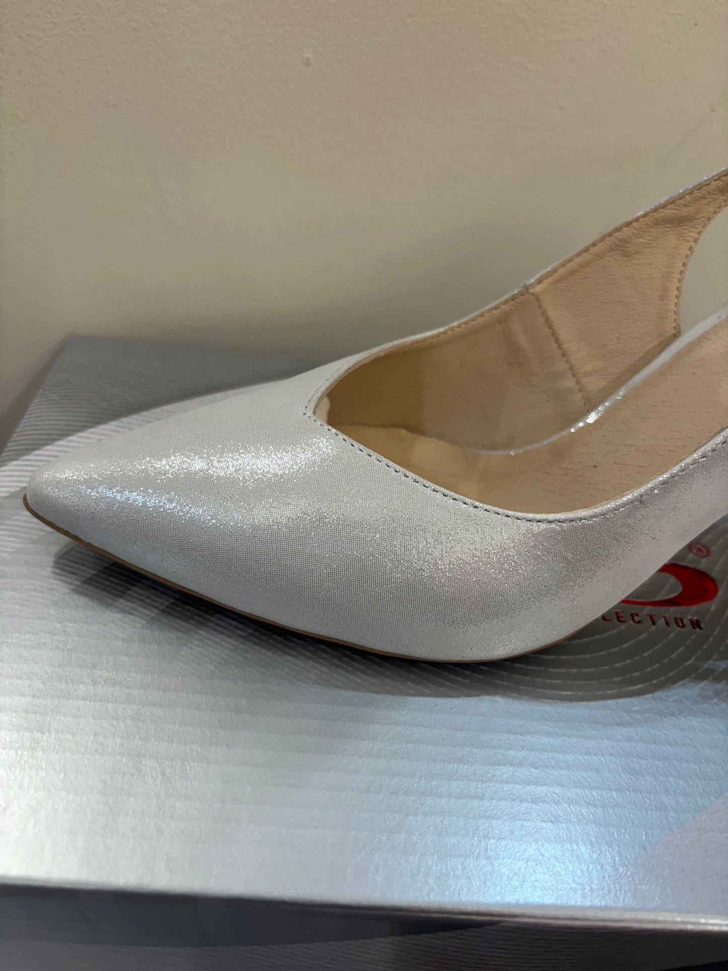 Emis Silver Sling Back Shoe